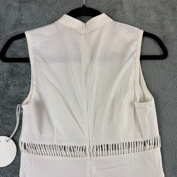 Staud Atlas Top White Cutout Sleeveless Mock Neck Size 2 Linen Blend - Picture 9 of 11